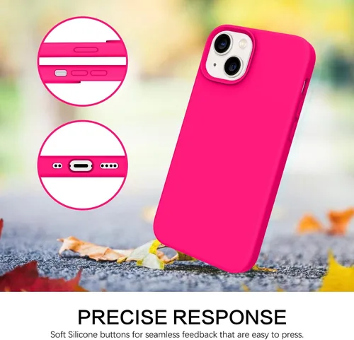 Vista 7 de BENTOBEN Funda para iPhone 13 Mini, silicona líquida de silicona suave, antiarañazos, a prueba de golpes, con forro de microfibra, rosa intenso Rosa