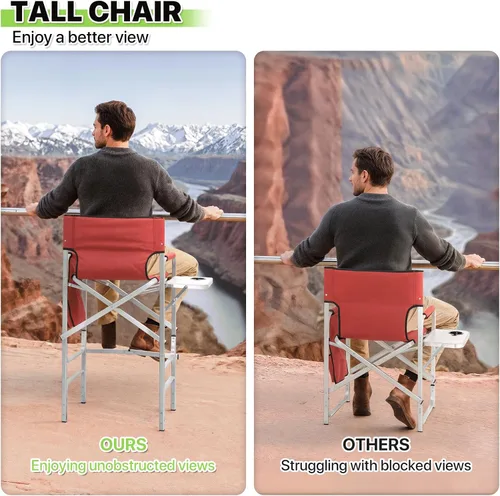 Vista 9 de Magshion Silla alta de director para personas mayores y maquilladores, altura del asiento de 31 pulgadas, capacidad de 250 libras, silla plegable