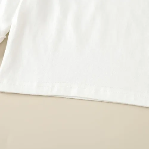 Vista 7 de Camisetas básicas lisas de manga corta con volantes para niñas pequeñas, ropa casual para cumpleaños infantil