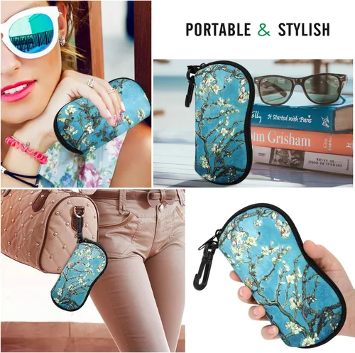 Vista 231 de MoKo - Estuche suave, ultra ligero, de neopreno, para lentes de sol, con cremallera y clip para cinturón
