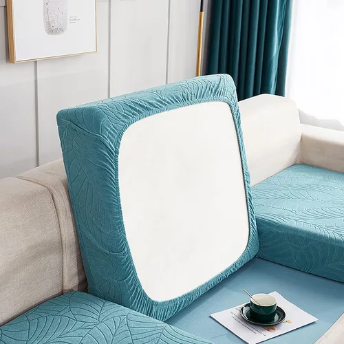 Vista 8 de Fundas de cojín impermeables para asiento de sofá, fundas elásticas de cojín de jacquard de elastano, protector de muebles grueso con parte inferior