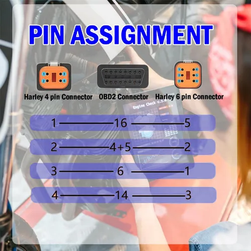 Vista 3 de 4pin 6pin motocicleta OBD2 diagnóstico adaptador cable 4pin 6pin 2 en 1 apto para Harley Davidson Harley Motor Cable J1850 Protocol Diagnostic