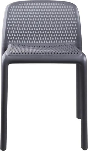 Vista 4 de CozyBlock Punch - Silla de comedor apilable perforada para interior y exterior, juego de 2 unidades (gris oscuro)