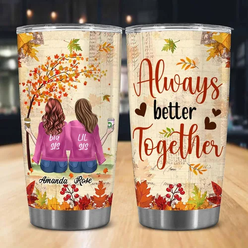Vista 3 de WHIDOBE Vaso personalizado para hermana (2 hermanas), vaso personalizado para hermana con avatares, nombres, citas, regalo de cumpleaños 2 Sisters