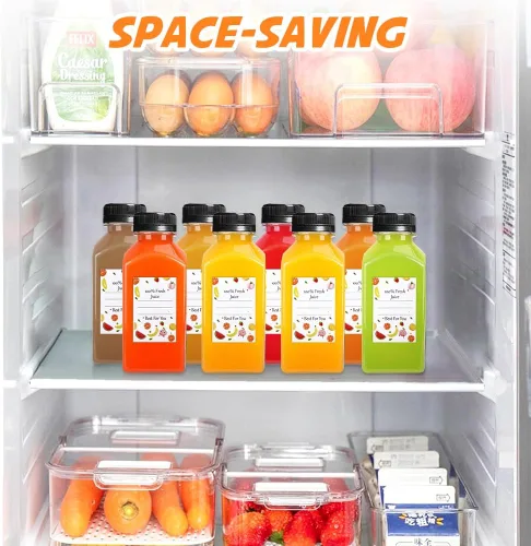 Vista 6 de Leaflai Botellas de jugo – Botellas de 8 onzas con tapas, 12 recipientes de plástico para jugo con tapas, recipientes de bebidas reutilizables