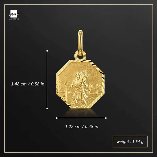 Vista 2 de Amberta Colgante unisex de moneda de oro amarillo de 9 quilates