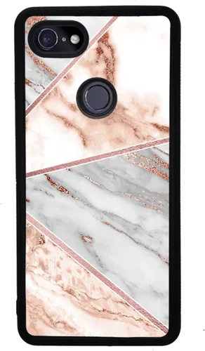 Vista 4 de Funda de goma negra con formas triangulares de oro rosa compatible con Google Pixel 10, 10 Pro, 10 Pro XL, 9a, 9 Pro, Pixel 9, Pixel 9 Pro XL, 8a, 8