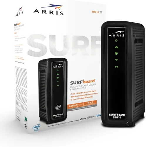 Vista 5 de [Usado] Arris (SBG10) - Combo de módem y enrutador por cable - DOCSIS 3.0 16 x 4 Gigabit y WiFi AC1600