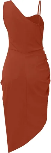 Vista 4 de Vestidos ajustados para mujer, vestido de noche sexy con lentejuelas y abertura de un hombro fruncido