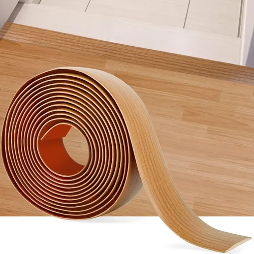 Vista 21 de Tira de transición de piso de 3.3 pies, autoadhesiva, cubierta de vinilo, tira de transición divisora plana, diseño de grano de madera para huecos