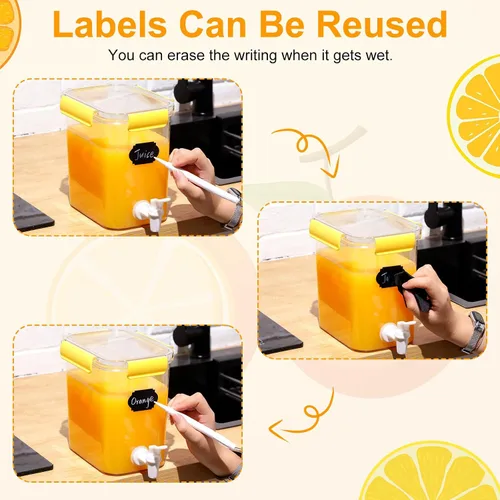 Vista 6 de Mumufy Juego de 3 dispensadores de bebidas de plástico para fiestas, dispensador de bebidas para refrigerador con espita recipiente de limonada