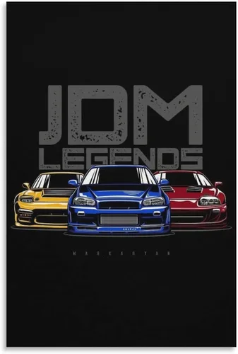 Vista 16 de ALUKAP Cuadro decorativo de la familia de autos Vaporwave Jdm Ae86 de los años 90, arte de pared, pósteres colgantes, 12 x 18 pulgadas