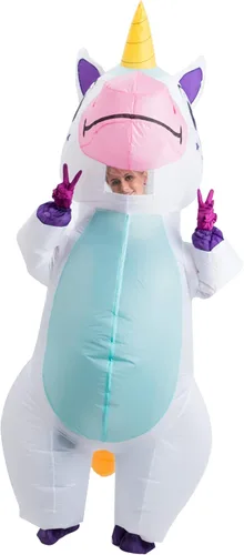 Vista 8 de Spooktacular Creations Disfraz inflable para adulto, cuerpo completo montando un unicornio para fiesta inflable de Halloween