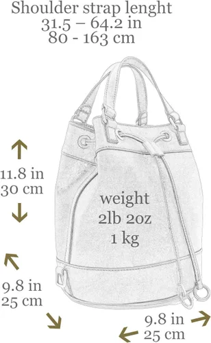 Vista 6 de Time Resistance Bolso cubo de cuero de grano completo de cuero real para mujer