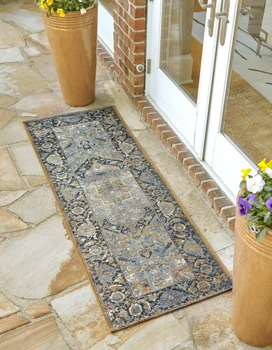 Vista 13 de Unique Loom Outdoor Traditional Collection - Alfombra de área - Nosara (4 pies 1 pulgada x 6 pies 1 pulgada, rectangular, azul/azul claro)