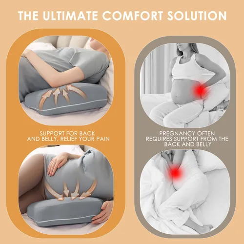 Vista 3 de Chilling Home Almohada portátil de espuma viscoelástica para embarazo, almohada corporal de maternidad para dormir, almohada multifuncional de cuña