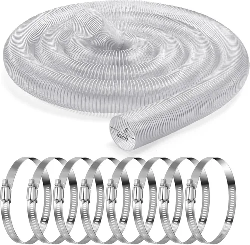 Vista 9 de Yaocom Manguera de recogida de polvo de PVC de 2.5 pulgadas y 30 pies con abrazaderas de acero inoxidable, flexible, transparente, resistente a
