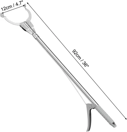 Vista 2 de uxcell 36 pulgadas agarrador herramienta extensor garra recogedor de basura acero inoxidable gris 2 unids