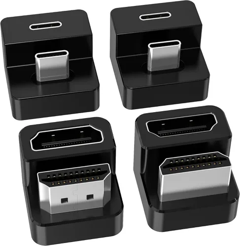 Vista 9 de AGVEE Adaptador Angular de 180 Grados USB-C a USB-C y Convertidor Mini HDMI a HDMI en Forma de U con Lado Largo Hacia Adentro, HDMI 2.0 4k@60HZ