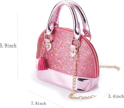 Vista 2 de YiSu Princess Little Girls Purses Toddler kids Crossbody Bag Wall et Shell Shape Handbags for girls cute Tote (pink)
