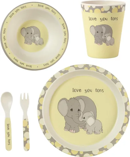 Vista 9 de Precious Moments Noah's Ark 182433 - Juego de 5 vajilla y alimentación de bambú para niños pequeños