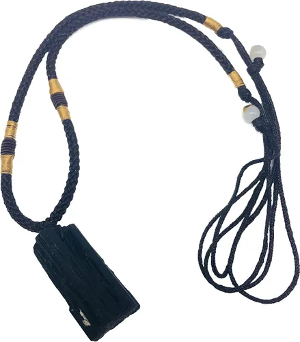Vista 2 de Zungtin - Collar con colgante de chakra curativo de turmalina negra cruda natural
