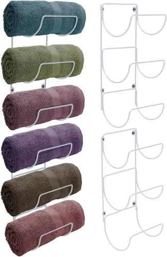 Vista 9 de Sorbus Toallero para pared de baño, 6 niveles para colgar toallas de baño, toallas de baño, ropa de cama, estantes negros para baño, spa, salón