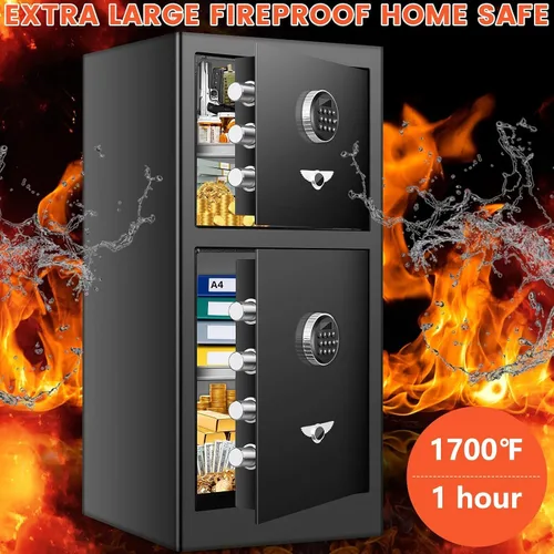 Vista 11 de Caja de seguridad digital resistente con compartimento oculto, resistente al fuego, resistente al agua de 9.5 pies cúbicos, resistente al agua