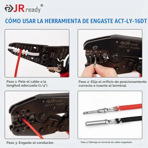 Vista 6 de JRready Deutsch Kits de conectores ST6303: 2 3 4 6 8 12 Pin DT Kit de conector IP67 impermeable con crimpadora Deutsch ACT-LY-16DT, contactos