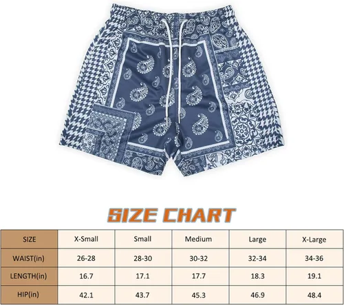 Vista 6 de DIOTSR Pantalones cortos de malla de cachemira para hombre, pantalones cortos casuales con gráficos retro, pantalones cortos atléticos para correr