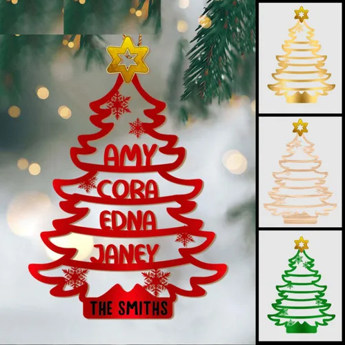 Vista 9 de Árbol de Navidad familiar con foto personalizada, adorno fotográfico personalizado, para papá, mamá, abuela, abuelo, hermana, hermano, marido