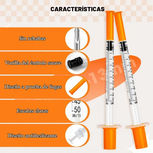 Vista 3 de Jeringa de 0.5 ml con tapa, 29G 1/2" 13mm 1/2cc, jeringas desechables en paquete individual, paquete de 20 Paquete individual desechable