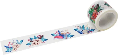 Vista 8 de Wrapables Diseños Decorativos Washi Cinta de Enmascarar, 0.787 in x 16.4 ft, Trenes de Navidad