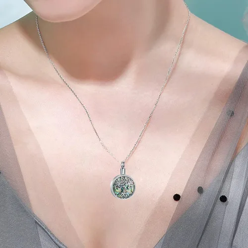 Vista 5 de Hearbeingt Collares de urna de lágrima para cenizas, medallón conmemorativo de cenizas del árbol de la vida, joyería de cremación, colgante