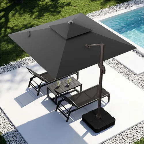 Vista 38 de Sombrilla voladiza para patio, 9 x 12 pies, sombrilla giratoria Beige