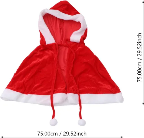 Vista 6 de Generic Capa de Papá Noel, capa de Navidad, capa roja, capa de Papá Noel, capa con capucha, chal clásico de Navidad, capa de felpa para mujeres