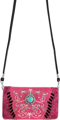 Vista 2 de Zelris Spring Bloom Western Concho mujeres Crossbody muñeca Trifold cartera