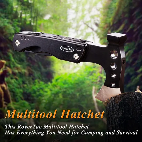 Vista 3 de RoverTac Multiherramienta de Camping con Hacha y Azada 11-en-1 Multiherramienta Equipo de Camping Herramienta de Supervivencia con Hacha Cuchillo