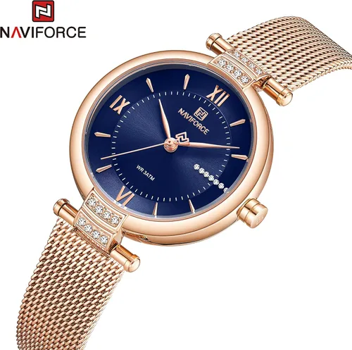 Vista 2 de NAVIFORCE Relojes de moda para mujer impermeables analógicos de lujo diseño de cara casual relojes para damas