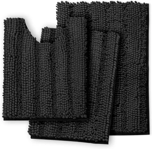 Vista 15 de Clara Clark Tapetes para baño de felpilla, tapetes de baño de felpa ultra suaves, lavables a máquina, con parte trasera antideslizante, 44 x 26 Negro