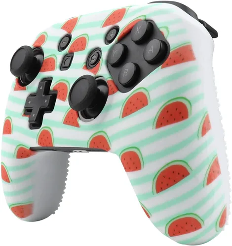 Vista 7 de RALAN Funda de silicona para frutas compatible con el controlador NS Switch Pro con 8 bonitas tapas de agarre para pulgar.