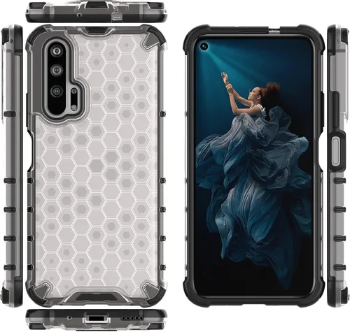 Vista 206 de Pzwoxukhov Funda compatible con Huawei Nova 3i, compatible con Huawei P Smart+ 2018 Honeycomb Anti-Drop Shock-Absorbing Case Negro