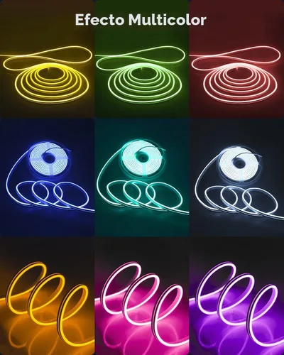 Vista 4 de Aclorol Tira de luces LED RGB de 12 V, cuerda de neón, luces flexibles que cambian de color, señal de neón LED flexible, 16.4 pies, 16.4 ft