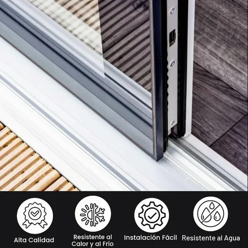 Vista 6 de KC Hardware - Riel de puerta corrediza de vinilo de alta calidad con cubierta de acero inoxidable, ideal para puertas de vidrio y mosquitera Negro