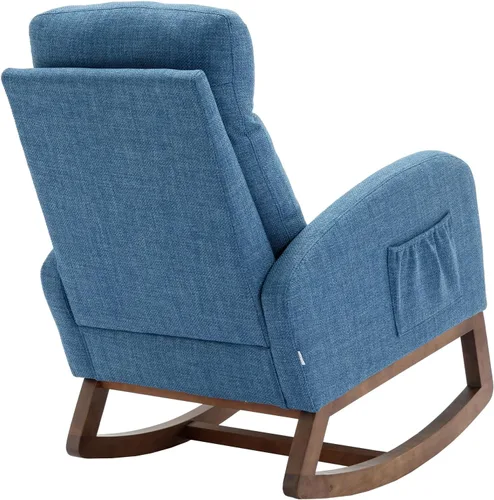 Vista 3 de HomSof Silla mecedora para guardería de poliéster azul silla moderna para sala de estar y dormitorio