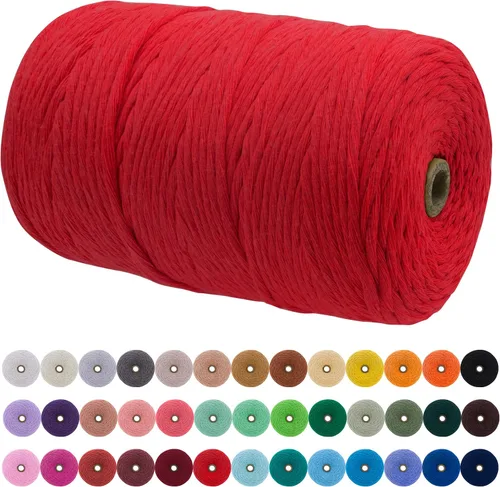 Vista 164 de JeogYong Cordón de macramé de un solo hilo 3 mm x 109 yardas (328 pies) Cuerda de algodón suave Hilo de macramé de 3 mm, suministros de macramé