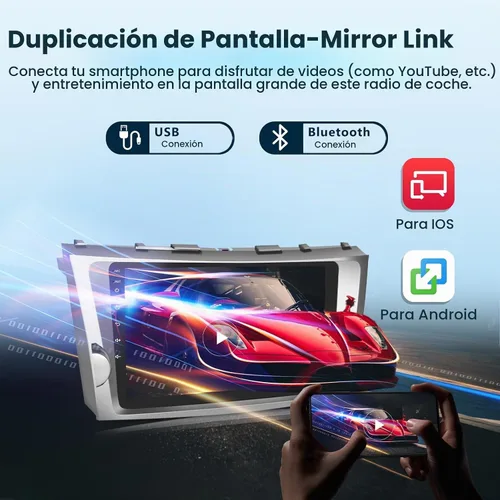 Vista 4 de Radio de coche 5GHz-WiFi 2G+64G para Toyota Camry 2006 2007 2008 2009 2010 2011 con CarPlay Android Auto, 9 pulgadas pantalla táctil Android 15