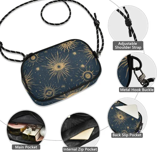 Vista 4 de Vintage Moon Sun Retro Crossbody Cámara Bolsa Hombre Comodidad Con Ranuras para Tarjetas de Crédito Casual Teléfono Pecho Bolsa Tiene una Comida