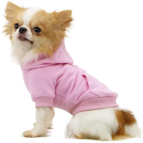 Vista 2 de LOPHIPETS Sudaderas con Capucha de Algodón para Perros para Perros Pequeños Chihuahua Ropa para Cachorros Abrigo para Clima Frío-Rosa/S Rosado