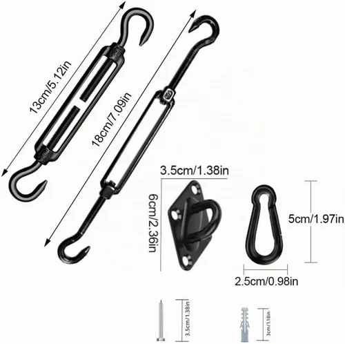 Vista 2 de HOMPER Juego de accesorios para toldo, toldo resistente, kit de accesorios de acero inoxidable para jardín, triángulo y accesorios de fijación